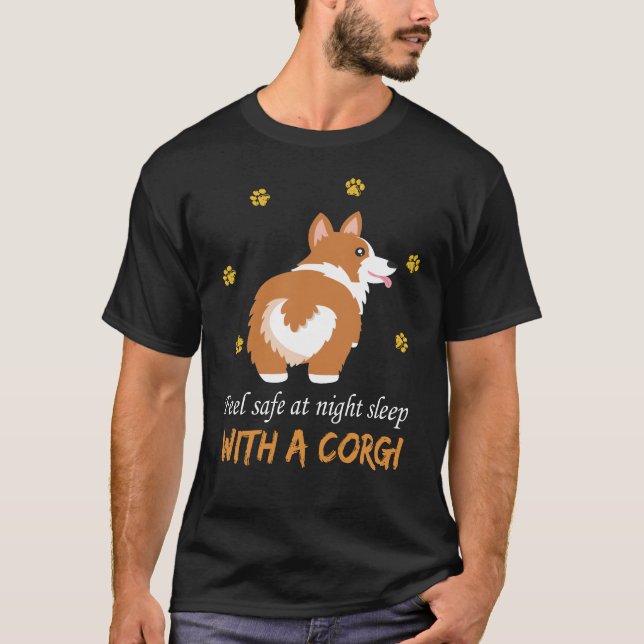 131 Känn Säker vid nattsömn med Corgi T Shirt (Framsida)