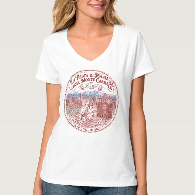 132:a firande Kvinnors V-ringad T Shirt (Framsida)