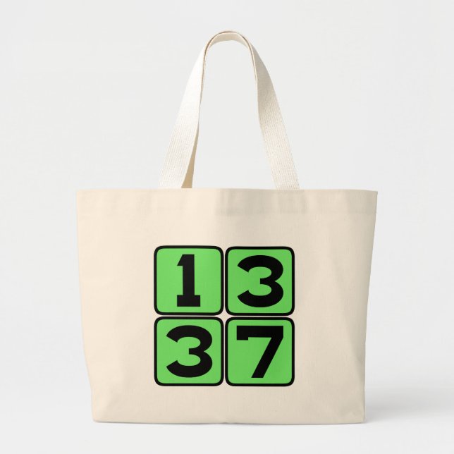 1337 Leet Leetspeak Eleet Internet Meme Slang Jumbo Tygkasse (Framsidan)