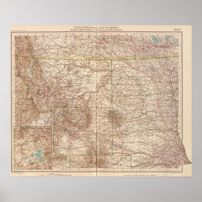 13637 Mont, ND, SD, Wyo, Neb Poster (Framsidan)