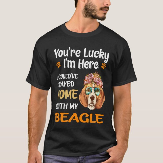 136 Du är ett lyckligt hem med min beagle T Shirt (Framsida)