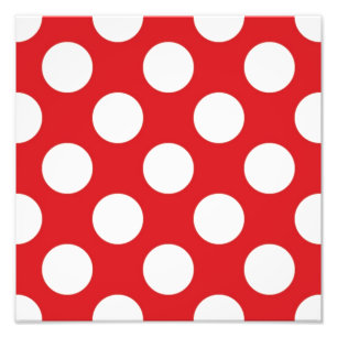 136 RED WHITE POLKA DOTS POLKADOT MÖNSTER BACKGROU FOTOTRYCK