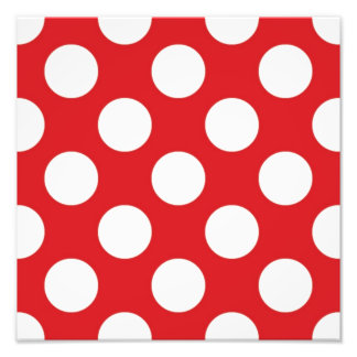 136 RED WHITE POLKA DOTS POLKADOT MÖNSTER BACKGROU FOTOTRYCK
