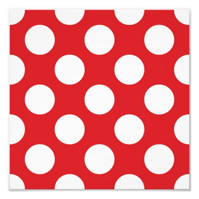 136 RED WHITE POLKA DOTS POLKADOT MÖNSTER BACKGROU FOTOTRYCK (Framsidan)