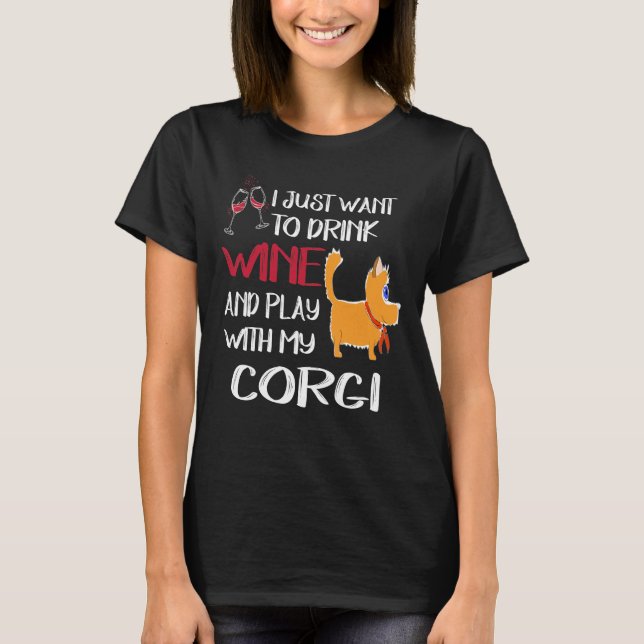 138 Jag vill bara dricka Vin T Shirt (Framsida)