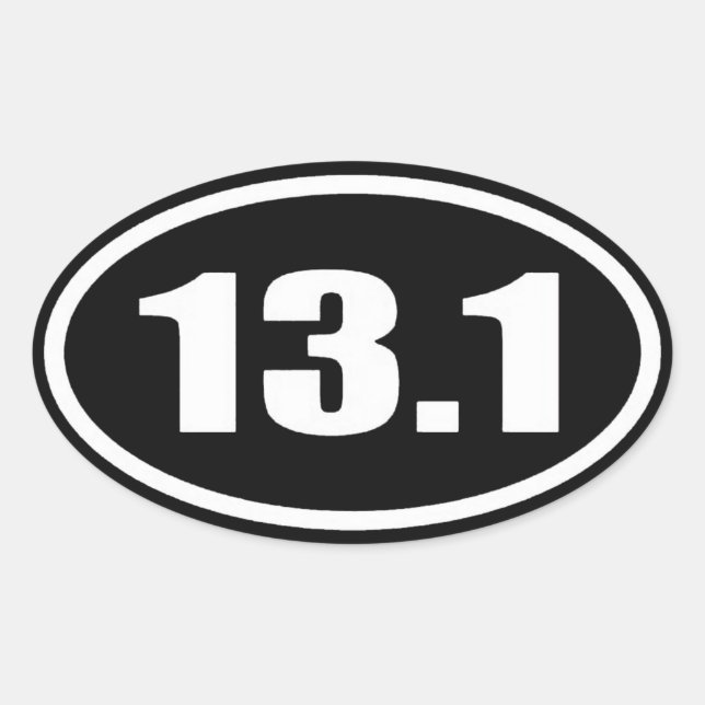 13.1 Fäst vit text på svart bakgrund Ovalt Klistermärke (Framsida)