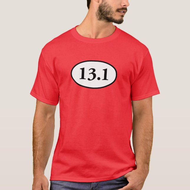 13,1, halv maratonOval Tee Shirt (Framsida)