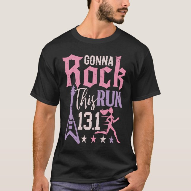 13 1 Halva maraton Kvinnor Springer Sten som kör A T Shirt (Framsida)
