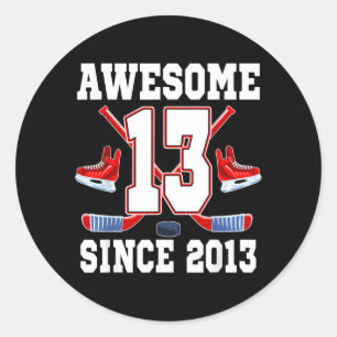 13 år fantastiskt sedan 2013 Hockey Tema Födelseda Runt Klistermärke