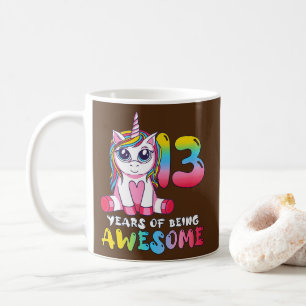 13 år Gamla Cute Unicorn 13:e födelsedagen Kaffemugg