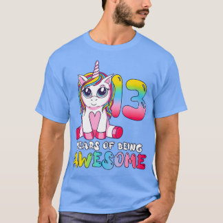 13 år Gamla Cute Unicorn 13:e födelsedagen T Shirt