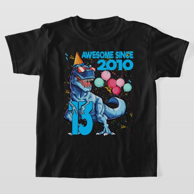 13 år gammal 13:e födelsedagen Dinosaur Boy Party  T Shirt (Laydown)