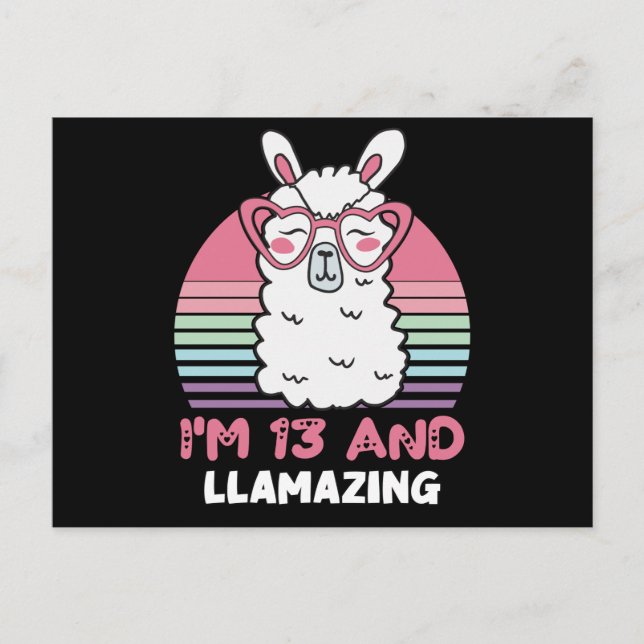 13 År Gammal Födelsedag Llamazing 13-års Llama Vykort (Framsida)