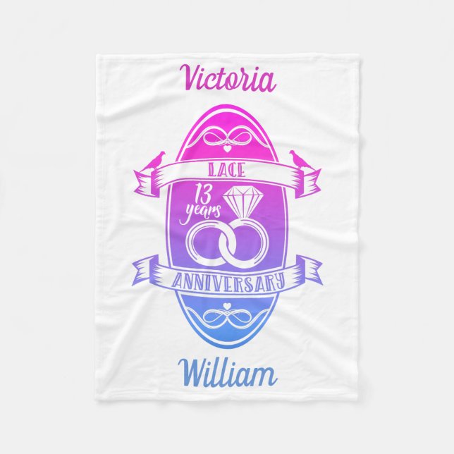 13 Årets traditionella Snöre 13:e bröllop-årsdag Fleecefilt (Framsidan)