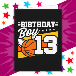 13-åriga basketboll Party 13:e födelsedagspojken Kort