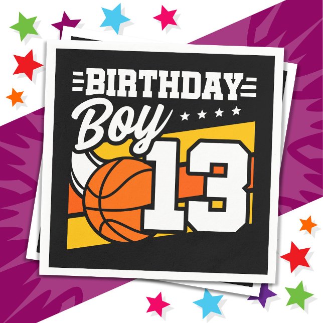 13-åriga basketboll Party 13:e födelsedagspojken Pappersservett (Skapare uppladdad)