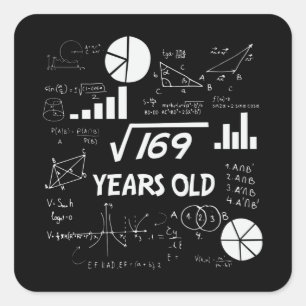 13-åriga Bday Geeky Math 13-årsgåva Fyrkantigt Klistermärke
