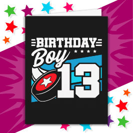 13-åriga Hockey Party-tema 13:e födelsedagspojken Kort
