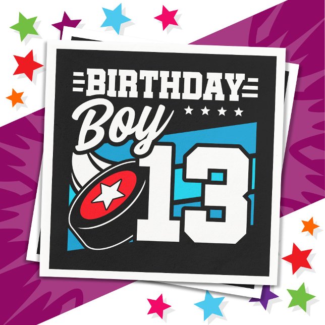 13-åriga Hockey Party-tema 13:e födelsedagspojken Pappersservett (Skapare uppladdad)