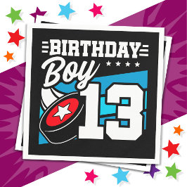 13-åriga Hockey Party-tema 13:e födelsedagspojken Pappersservett