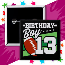 13-åriga Party-temat 13:e födelsedagspojken Knapp