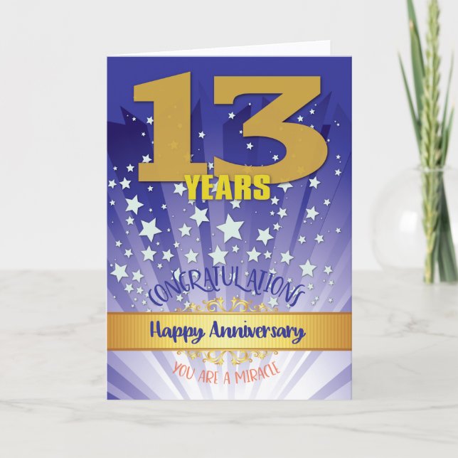 13 Års Återhämtningsjubileum Fetstilad Siffra Kort (Framsida)