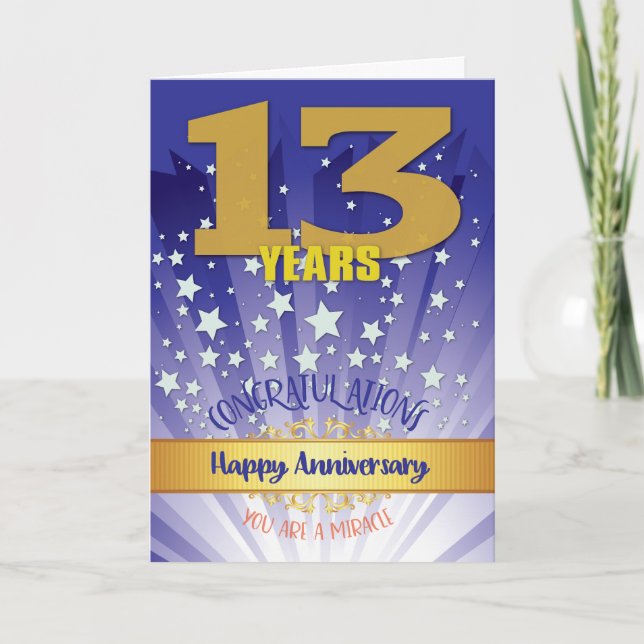 13 års återställningsårsdag, fet siffra kort (Framsida)