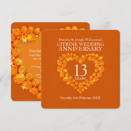 13-års bröllopsjubileum citrin orange inbjudningar