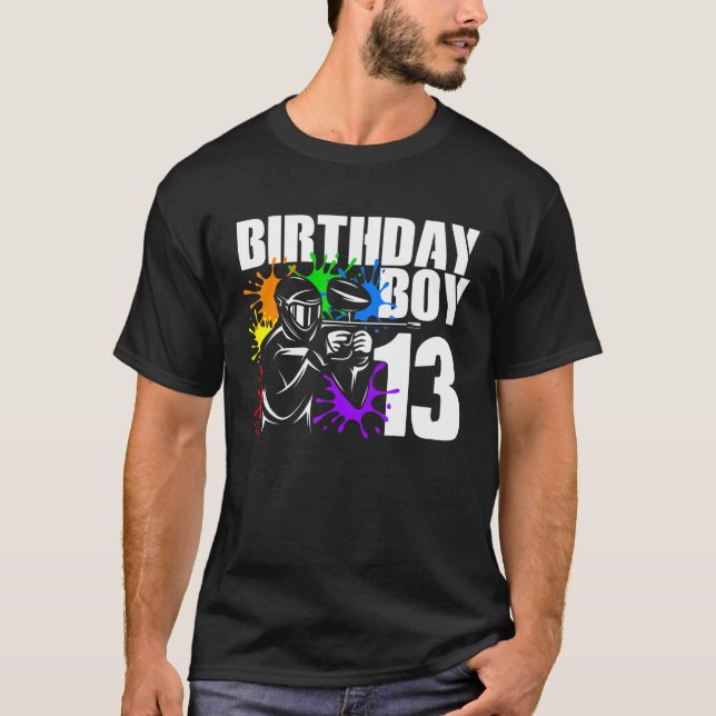 13 års gamla Födelsedagsfester i Paintball-boxar 1 T Shirt (Framsida)