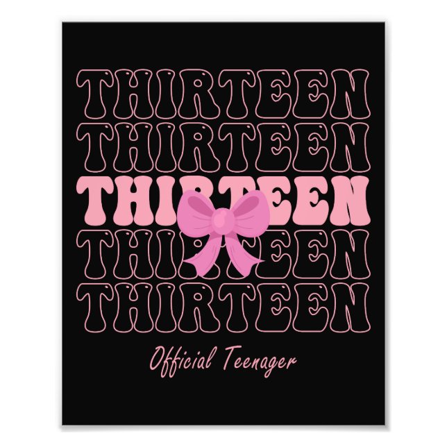 13 års Rosa Coquette Bow Officiell Teenager 13 Fototryck (Framsidan)