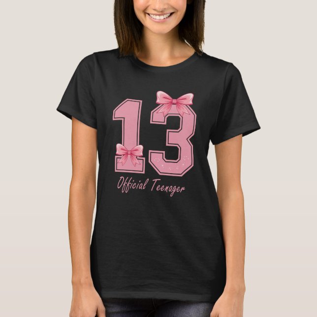 13 års Rosa Coquette Bow Officiell Teenager 13 T Shirt (Framsida)