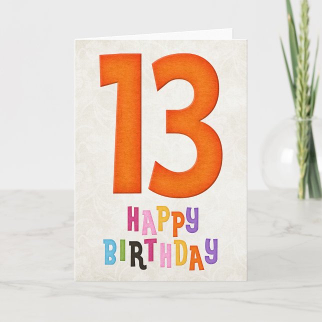 13-årsdag Grattis på födelsedagen Kortdesign 3 Kort (Framsida)