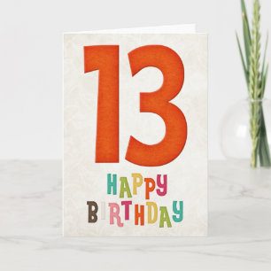 13-årsdag Grattis på födelsedagen Kortdesign Kort