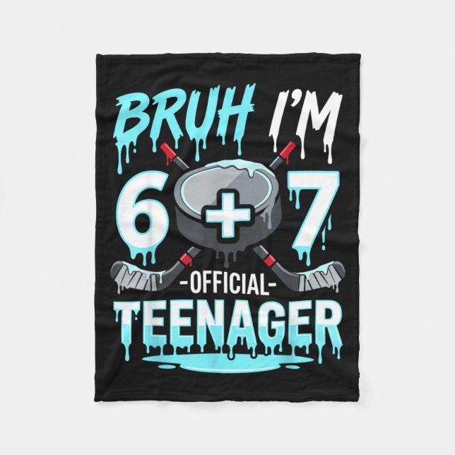 13-årsdag Hockey Bror 6 Plus 7 Drip 13 År Fleecefilt (Framsidan)