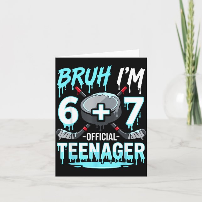 13-årsdag Hockey Bror 6 Plus 7 Drip 13 År Kort (Framsida)