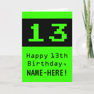 13-årsdag: Nördigt / nördigt stil "13" och namn Kort