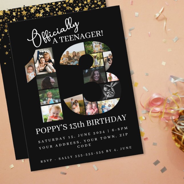 13-årsdag officiellt en tonårsinsamling inbjudan vykort (Skapare uppladdad)
