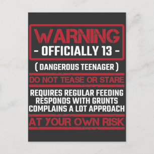 13-årsdag Officiellt Tonåring 13-årig unge Vykort