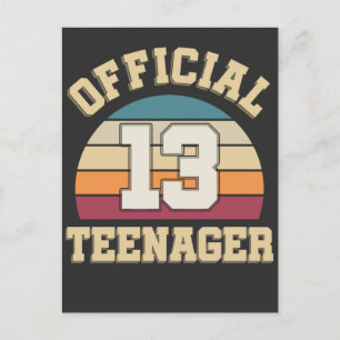 13-årsdag Retro Officiell Tonåring Vykort