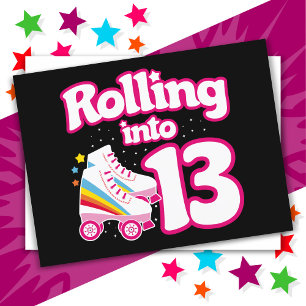 13-årsdag Rullskridskoåkning 13 år gammal Skridsko Vykort