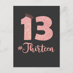 13-årsdag Tretton Flicka Pojke Officiell Tonåring Vykort