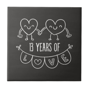 13-årsjubiléet Gift Chalk Hearts Kakelplatta