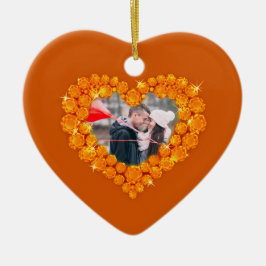 13-årsjubileum anpassningsbar foto hjärta citrine julgransprydnad keramik