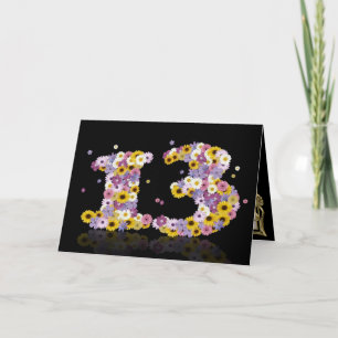 13-årskort med brev i blomsterodling kort