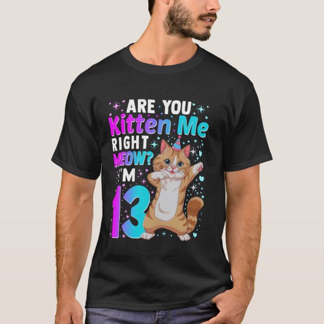 13-årspresent födelsedagsdesign för katt för 13-år t shirt (Framsida)