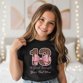13-årspresent Rosa Leopentryck Bow T Shirt