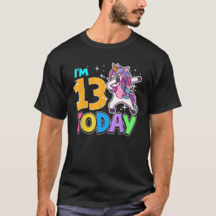 13 Birthday Girl Girl Unicorn Funny Dabbing Rainbo T Shirt