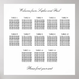 13 Bord Elegant Minimalistisk Placeringsplan Poster