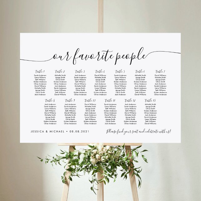 13 Bord Elegant Våra Favoriter Placeringsplan Poster (Skapare uppladdad)