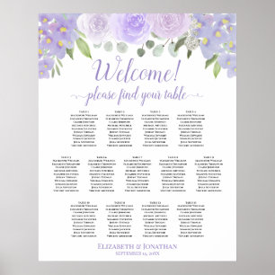 13 Bord Lavender Blommigt Bröllop Sittplatsdiagram Poster